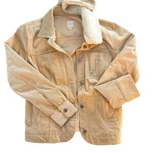 J. Jill Cream Lightweight Corduroy Women's Jacket with Detachable Collar, size S